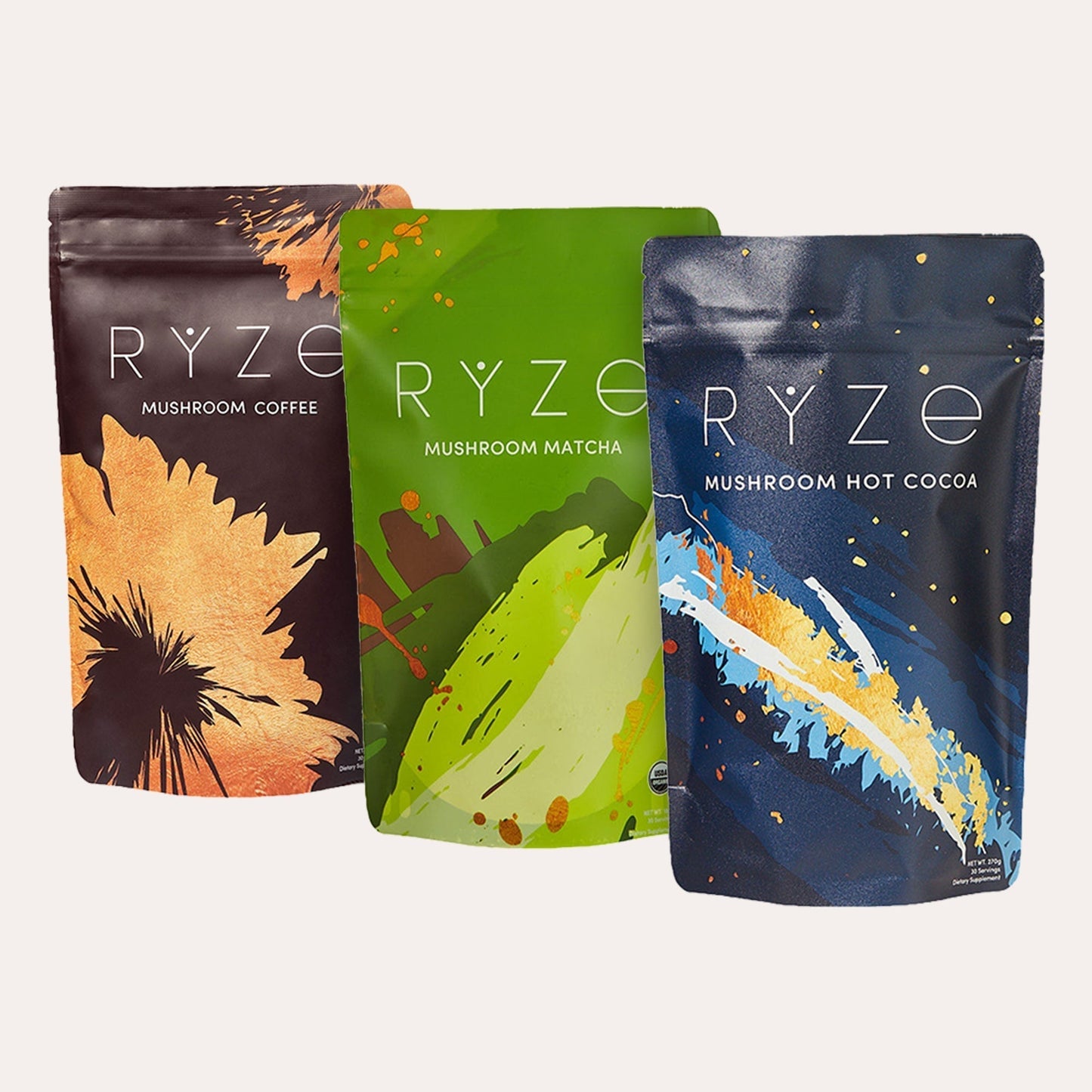 RYZE Mushroom Matcha - with 6 Organic Adaptogenic Mushrooms Grown In USA and Ceremonial-Grade Japanese Matcha - 1OC0