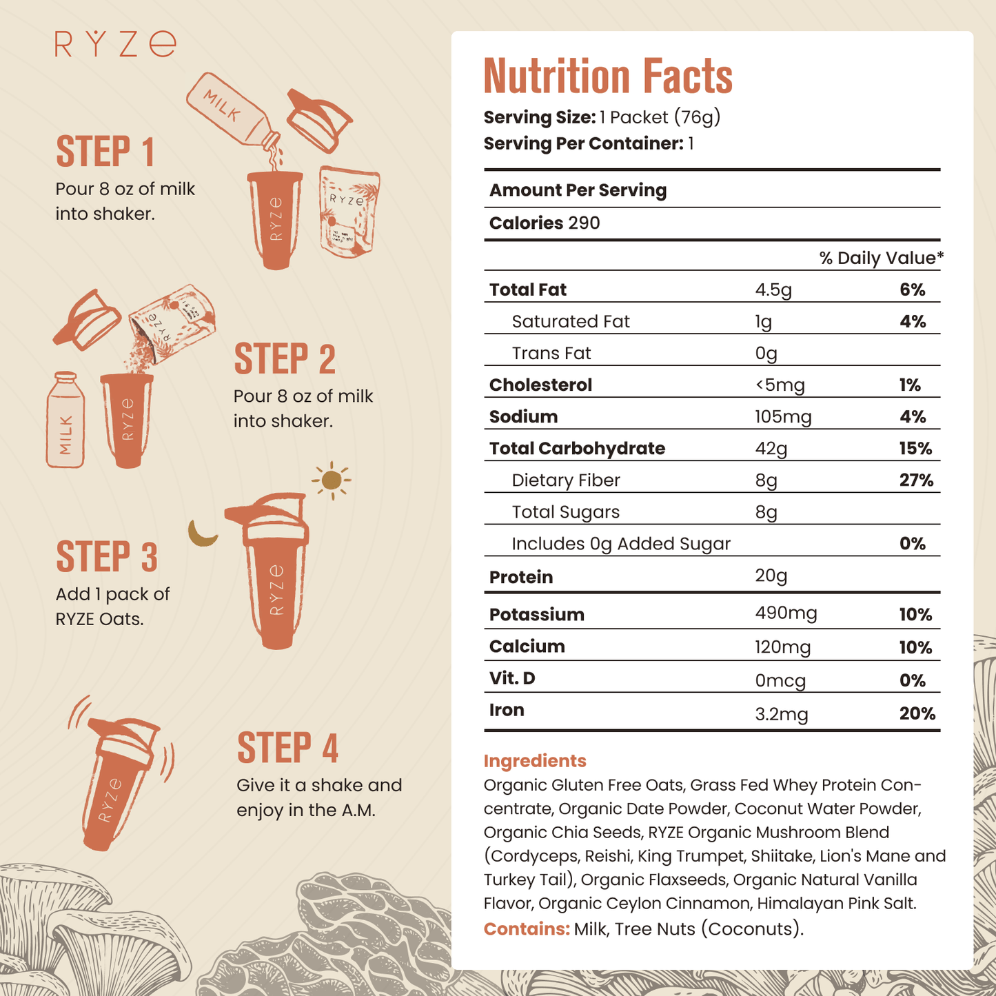 Mushroom Overnight Oats Pack (14 Servings) - WD9Y