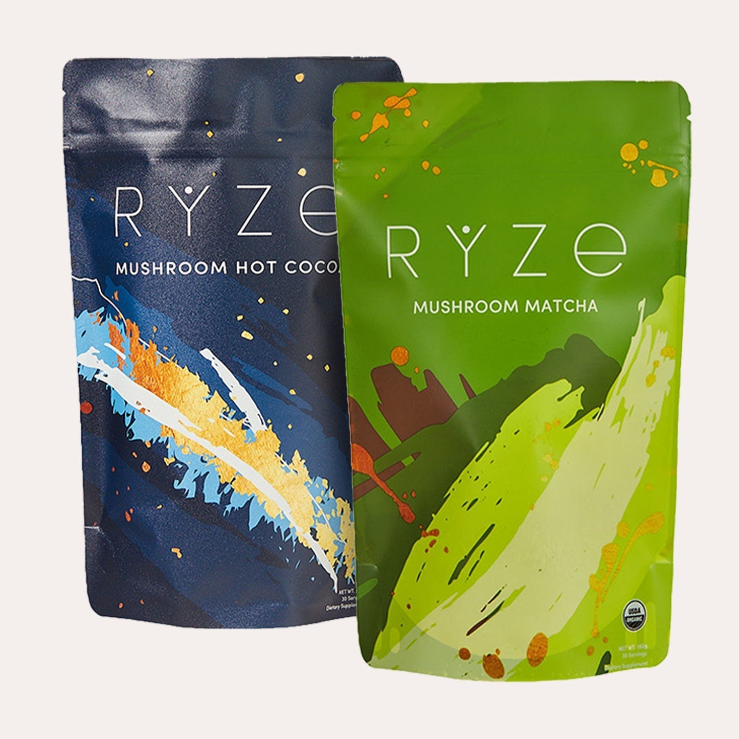 RYZE Mushroom Matcha - with 6 Organic Adaptogenic Mushrooms Grown In USA and Ceremonial-Grade Japanese Matcha - 1OC0